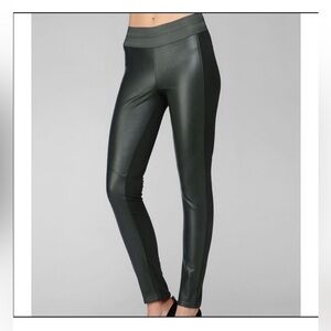 PAIGE Leather Leggings Green Paloma M Ponte Panel Pants